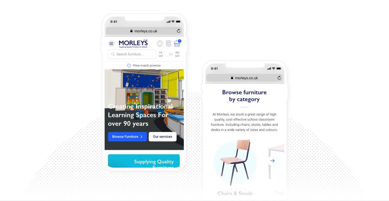 Mobile visual design of Morleys website