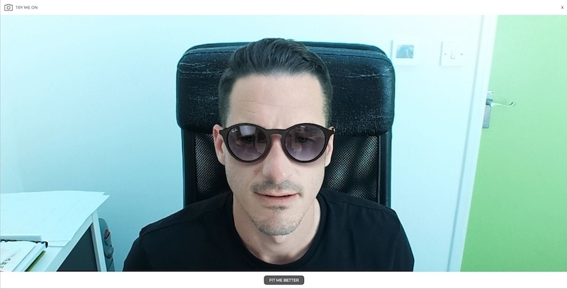 trying on sunglasses virtually