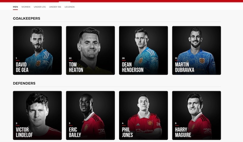 manchester united team page
