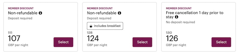 crowne plaza room prises showing member prices when toggled on