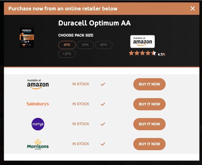 duracell example of indirect e-commerce giving buyers a choice The Duracell website allows users to choose where they want to purchase