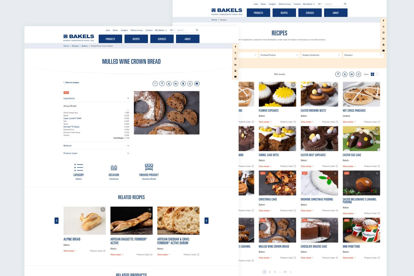 Bakels WordPress Website Redesign Recipes